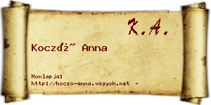 Koczó Anna névjegykártya