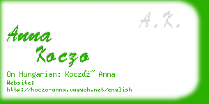 anna koczo business card